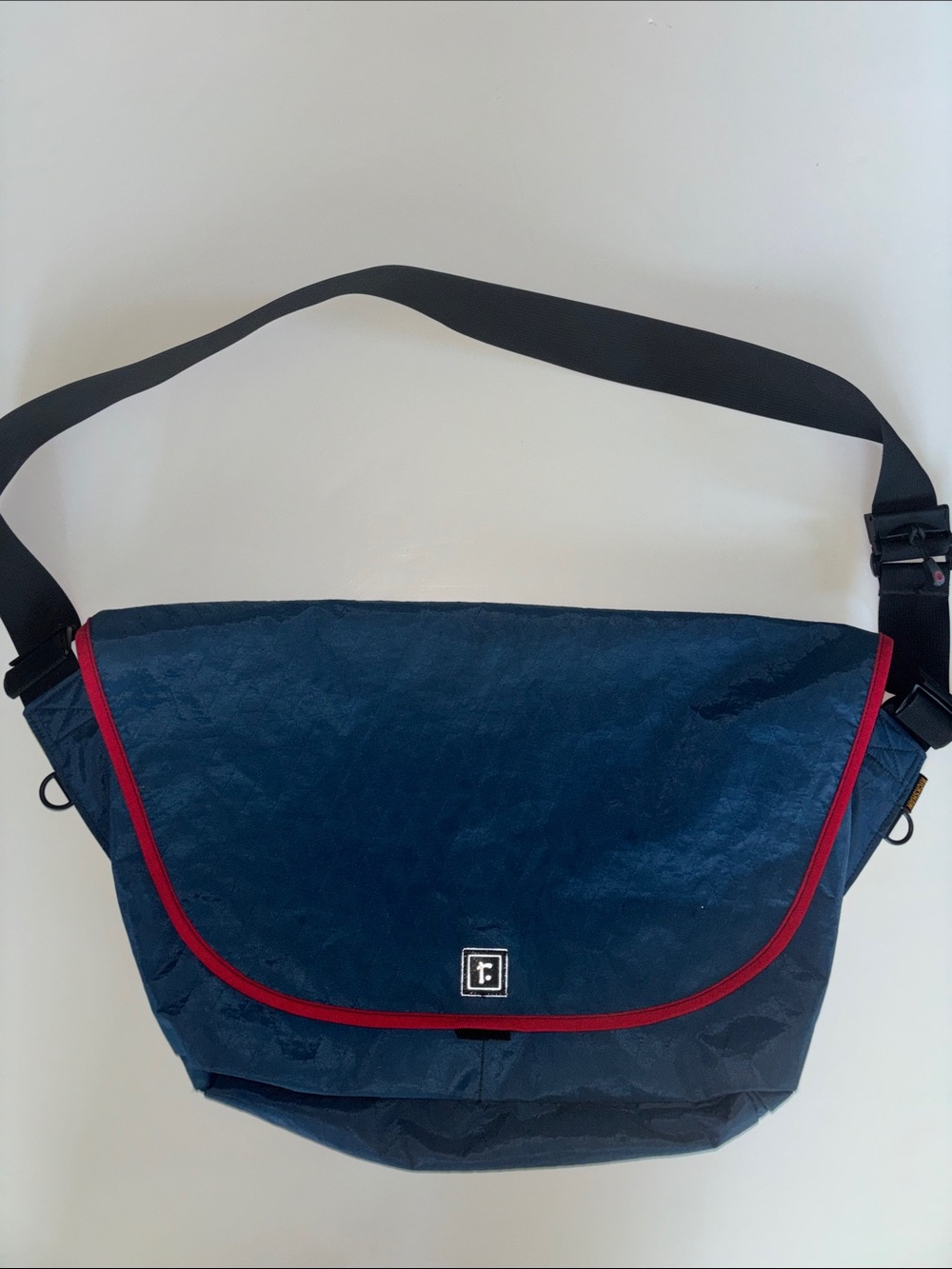 Rickshaw Navy Blue Men's Messenger Bag with Red Trim